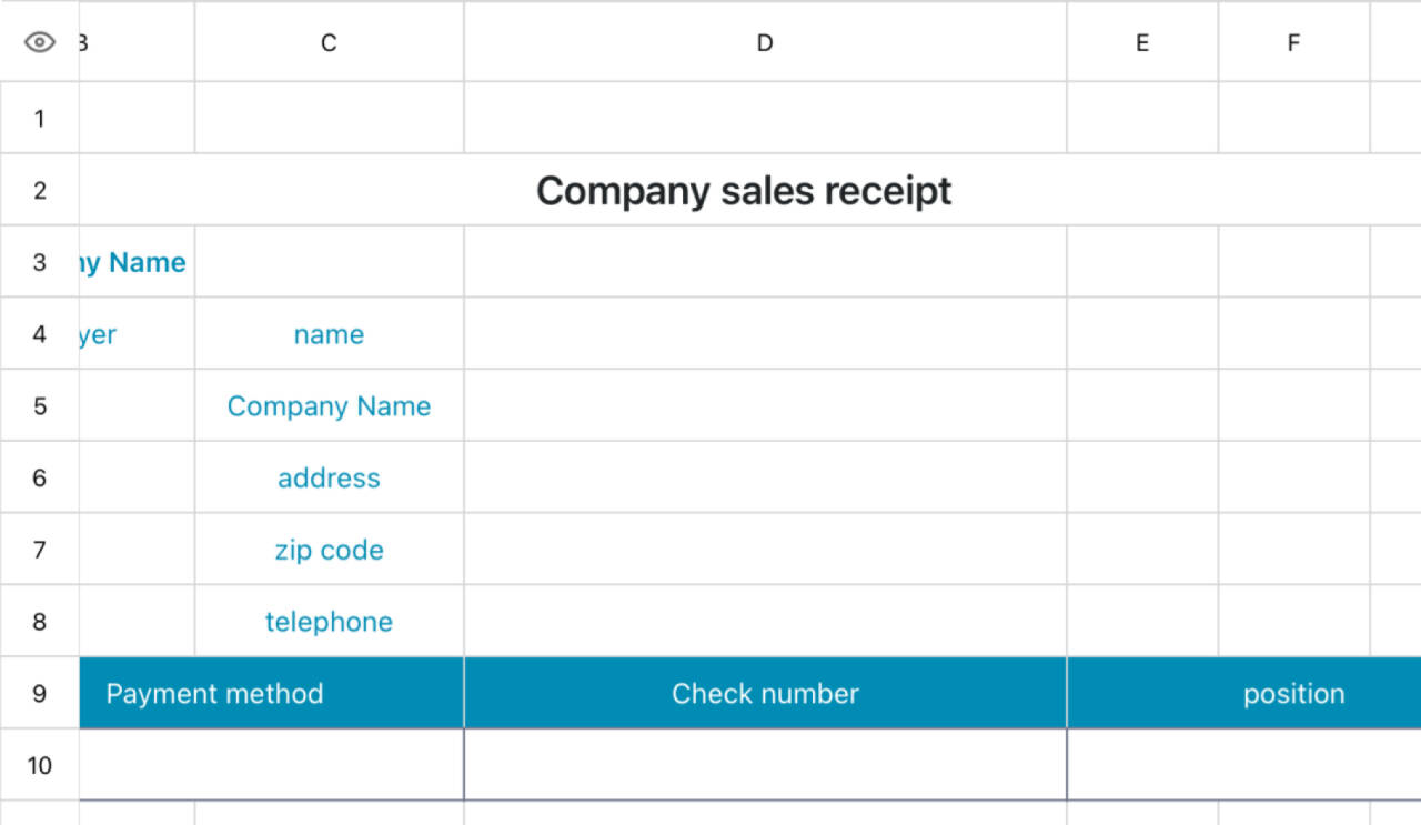 Company sales receipts 1